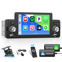 1 x RAW Customer Returns Hikity Car Stereo 1 DIN CarPlay with 5 Touch Screen, Hands-Free Bluetooth Car Radio with Android Auto Mirror Link Bluetooth 5.1 SWC FM Radio USB AUX TF Microphone Backup Camera - RRP €87.55