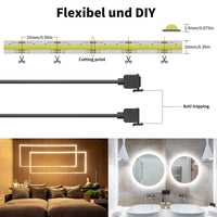 1 x RAW Customer Returns PAUTIX COB LED Strip CCT Warm White Cold White CW WW, 1920LEDs Dimmable 2700K-6500K 24V 3M LED Strip light Set with Power Supply and RF Remote Control for Bedroom Kitchen TV Mirror DIY Lighting - RRP €30.24