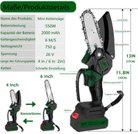 1 x RAW Customer Returns Mini Cordless Chainsaw, 2 in 1 6 4 Inch Brushless Chainsaw Kit with Super Power, Electric Chainsaw 2 Batteries 2 Chains  - RRP €69.98