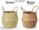 1 x RAW Customer Returns Set of 3 laundry baskets - GOODCHANCEUK Foldable seagrass flower basket handwoven flower straw basket for plant flowerpot with handles - RRP €33.99