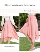 2 x Brand New DRESSTELLS Women s Swing Skirt Elastic Waist Solid Color Pleated Skirt Knee Length A-Line Irregular Hem Blush L - RRP €60.48