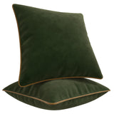 1 x RAW Customer Returns Blau Marit Set of 2 Decorative Cushion Covers. OXFORD model. Made of extra soft velvet. Modern design with contrasting edge. Padding not included. 45x45cm, Green  - RRP €19.28