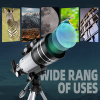 1 x RAW Customer Returns Telescope for Kids and Adults, 70mm Aperture Refractor Telescopes for Astronomy Beginners, Portable Travel Telescope with Cell Phone Adapter and Wireless Remote Control, Astronomy Gifts for Kids - RRP €68.84