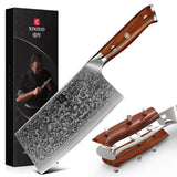 1 x RAW Customer Returns XINZUO Cleaver Damascus Steel 18cm Chinese Chef s Knife, High Quality Professional Cleaver Sharp Blade Kitchen Knife, Gift Box, with Rosewood Handle - Yu Series - RRP €125.99