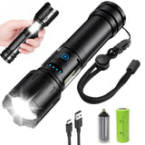 1 x RAW Customer Returns Lsnisni Flashlight LED Rechargeable, 15000 Lumens Extremely Bright Flashlights USB, XHP70.2 Tactical Flashlight, 7 Light Modes with Red Light, Zoomable, IP65 Waterproof for Camping Hiking Emergencies - RRP €17.95