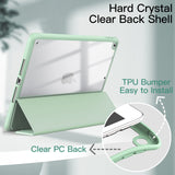 1 x RAW Customer Returns JETech Case for iPad 10.2 inch 9th 8th 7th Generation, 2021 2020 2019 with Pencil Holder, Clear Transparent Back Shell Slim Stand Shockproof Tablet Protective Case Matcha Green  - RRP €18.96