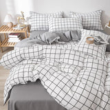 1 x RAW Customer Returns Michorinee Bed Linen Checked 140x200 Black White Microfiber Reversible Bed Linen Grey White Check Pattern Duvet Cover with Zipper 2 Pieces - 140 x 200 cm 70 x 90 cm - RRP €27.19