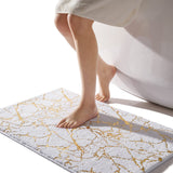 1 x RAW Customer Returns QJHOMO bath mat non-slip washable bath rug, white bathroom carpet, gold decorative carpet luxury bathroom accessories, soft microfiber absorbent bath carpet for bathroom bathtub, 50 x 80 cm - RRP €24.19