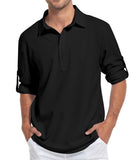 1 x Brand New SwissWell Men s Shirt Chic and Elegant Solid Color Casual Basic Shirt Henley Longsleeve Black XL - RRP €22.8