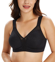 1 x RAW Customer Returns Lemorosy Women s Large Sizes Comfort Full Cup Unpadded No Underwire Strong Support Classic Bra 90D, Black  - RRP €24.19