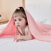 1 x Brand New FUNUPUP Blanket Cotton Baby Knitted Baby Blanket Soft Breathable Cotton Pink 100 x 75 cm  - RRP €16.37