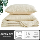 1 x RAW Customer Returns Qucover Bedspread 220x240 Beige, Ultra Soft Bedspread Bed Cover, Microfiber Bedspreads, Ultrasound-Sewn Quilt with 2 Pillowcases, Sofa Throw Blanket for Bed - RRP €31.75