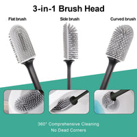 1 x RAW Customer Returns TORMAYS Toilet Brush with 3-in-1 Brush Head Silicone Toilet Brush Flexible Toilet Brush for Bathroom with Quick-Drying Container Wall Mounted Without Drilling 2 Sets of Adhesive Hooks  - RRP €13.61