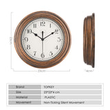 1 x RAW Customer Returns Topkey Silent Wall Clock Kitchen 9 Inch Retro Non-ticking Decorative Bedroom Office Wall Clock Old Gold  - RRP €15.13