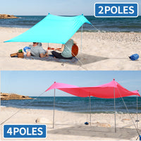 1 x RAW Customer Returns JAICOM Beach Tent, 2.1x2.1m Beach Shelter, UPF50 UV Protection and Waterproof Sun Shade, with Aluminum Pole, Sand Shovel, Pegs, Suitable for Beach Shade, Camping, Fishing, Garden Use - RRP €68.81