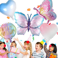 2 x Brand New Butterfly Balloons 7th Birthday Decoration for Girls Giant Number 7 Mylar Foil Balloon Gradient Pink Colorful Butterfly Foil Balloon 7 Years Old Butterfly Theme - RRP €14.14