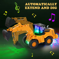 1 x RAW Customer Returns Excavator toy, automatic walking with sound and light vehicle construction site vehicles, car children s toy excavator with lights and multiple music for children 3 4 5 6 7 years - RRP €18.99