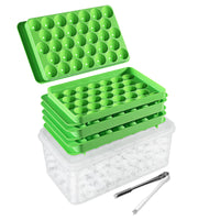 10 x RAW Customer Returns AcrossSea ice cube tray with ice container, round ice cube tray with lid stackable, 2.5 cm ice cube ball made of 99 pieces for whiskey cocktail 3 green ice cube trays ice container ice tongs  - RRP €120.5