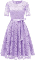 1 x Brand New DRESSTELLS Women s Vintage Retro Cocktail Dress 50s Dresses Festive Lace Dress Evening Dresses Ball Gown Short Sleeve A-Line Cocktail Dress Lavender 3XL - RRP €41.99