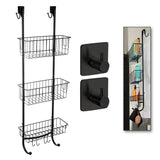 1 x RAW Customer Returns smartpeas shower shelf with 3 levels black bathroom shelf without drilling 86X30X11Cm high-quality steel powder-coated rust-proof extra 2x stainless steel adhesive hooks - RRP €34.27