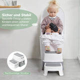 1 x RAW Customer Returns DEANIC Children s Step Stool, Children s Stool Bathroom 2 Steps, Toilet Stool from 1 Year, Anti-Tilt and Anti-Slip Bathroom Stool Bathroom Baby Toilets Grey  - RRP €25.0