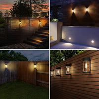 1 x RAW Customer Returns Woolmug Solar Lights for Outdoors 4 Pack Warm White Wall Light Solar Lights Garden LED Solar Lamp Solar Lights Outdoor Light Lighting for Fence Wall Balcony Garage Veranda Balcony - RRP €29.99