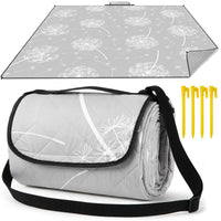 1 x RAW Customer Returns HAUSPROFI Picnic Blanket, Waterproof XXL Beach Blanket, Beach Mat, Picnic Blanket, Camping Blanket with Pegs, Carrying Handle and Shoulder Strap for Outdoor, Picnic, Garden, Beach, Camping-200x200cm, Grey - RRP €26.99