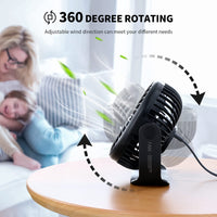 2 x RAW Customer Returns SMARTDEVIL USB Fan, Mini USB Table Fan, Quiet Small Fan, 3 Speeds, Dual 360 Adjustment with Adhesive Hook, USB Fan for Office, Home and Outdoor Black  - RRP €36.28