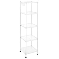 1 x RAW Customer Returns SONGMICS Bathroom Shelf, Metal Storage Rack, Max. Load 100 kg, 5 PP Panels, Removable Hooks, 30 x 30 x 123.5 cm, Expandable, for Narrow Space, White and Transparent LGR023W01 - RRP €42.99