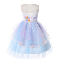 1 x RAW Customer Returns JerrisApparel Girls Unicorn Flower Costume Wedding Party Princess Dress 110, Blue  - RRP €26.21