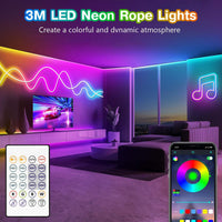 1 x RAW Customer Returns Neon LED Strip 3m, RGB Flexible Neon LED Strip with App Control and Remote Control, IP65 Neon LED Strip Music Sync, for Indoor and Outdoor DIY Bedroom, Living Room, Decoration - RRP €25.56