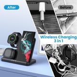 1 x RAW Customer Returns seacosmo 3 in 1 Wireless Charger, Fast Wireless Charging Docking Station for S23 Ultra S21 S22 Ultra, Charger for Z Flip 3 4, Fold 3 4, Watch 5 Pro, Buds - RRP €33.55