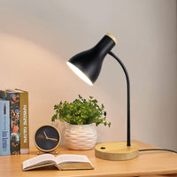 1 x RAW Customer Returns LALISU table lamp Basic LED reading lamp in classic wooden design, desk lamp eye protection daylight lamp, adjustable arm black  - RRP €26.99