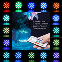 1 x RAW Customer Returns Flintronic Submersible Led Lights, 4PCS 13Led RGB Multi Color Changing Swimming Pool, Waterproof, Rf Remote Control Underwater Light for Vase Base, Jacuzzi, Fish Tank, Aquarium Decoration - RRP €21.99