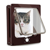 1 x RAW Customer Returns Pattepoint Cat and Dog Flap, 4-Way Cat Flap with Magnets for Cats, Easy to Install, Weatherproof Cat Flap Brown, M  - RRP €20.75