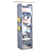 1 x Brand New MKPCW Hanging Storage with 5 Shelves Wardrobe Closet Organizer, Storage Rack Unit with 4 Pockets for Clothes Gray  - RRP €30.0