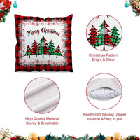 1 x Brand New AIBIIN Set of 4 Christmas Cushion Covers 45 x 45 cm Red Christmas Tree Pattern Home Decor for Sofa - RRP €19.2