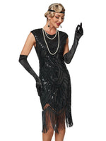 1 x RAW Customer Returns Viloree Gatsby Dress Women 1920s Dress 1920s Dress Women s Evening Dress Sequin Embellished Fringes Black XL - RRP €46.69