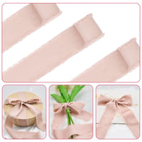 1 x Brand New CRAFFANCY 3pcs Pink Fringe Satin Ribbons, Pink Frayed Edges Like Silk Ribbon for Gift, Wrapping Bouquet, Hair Bows, DIY Wedding Decorations - RRP €22.8