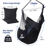 1 x RAW Customer Returns Ohuhu Hanging Chair with 2 Cushions and Ceiling Hook Kit, Outdoor Hanging Chair XL Hanging Chair up to 150 kg for Adults Girls, Hanging Seat Suspension Indoor Outdoor Bedroom and Garden, Anthracite - RRP €40.33