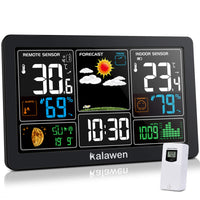 1 x RAW Customer Returns Kalawen Weather Station with Outdoor Sensor Indoor and Outdoor 9-IN-1 Wireless Digital Alarm Clock Barometer Weather Station Temperature Humidity Monitor Weather Forecast for Home Home Garden Office - RRP €49.92