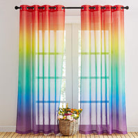 1 x RAW Customer Returns NICETOWN Voile curtains semi-transparent eyelet curtain - set of 2 H 220 x W 140 cm window curtain color gradient for children s room decorative curtains linen look curtains with eyelets, rainbow - RRP €28.95