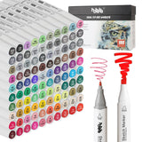 1 x RAW Customer Returns hhhouu 100 Colors Art Markers, Drawing Dual Tip Markers, for Painting, Chalk, Manga, Ideal for Children, Adults, Artists MH-100W - RRP €32.99