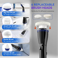 1 x RAW Customer Returns Electric cleaning brush, electric spin scrubber cordless with 6 interchangeable drill brush heads and adjustable telescopic rods, electric cleaning brush for bathroom tiles floor - RRP €69.98