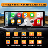 1 x RAW Customer Returns  2 32GB Hikity Android Portable Car Radio with Wireless Carplay Android Auto, 10.3 Inch HD Touch Screen GPS FM Radio Bluetooth WiFi TF AUX Dual Rear View Camera - RRP €128.82