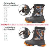 1 x RAW Customer Returns HOBIBEAR Winter Boots Children s Snow Boots Boys Girls Winter Outdoor Warm Waterproof Boots Grey-Orange EU 34  - RRP €39.6