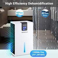 1 x RAW Customer Returns INKBIRD dehumidifier, 2800ml small electric dehumidifier, quiet dehumidifier with 7 colored LED lights, against moisture mold, sleep mode, ideal for home, office, basement, bathroom - RRP €98.35