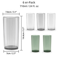 1 x RAW Customer Returns Winter Shore 710 ml Plastic Cups Pack of 6 - Reusable Plastic Cups in 3 Colors for Home, Party - Food Safe Dishwasher Safe Plastic Drinking Cups - 2 Gray, 2 Green 2 Clear - RRP €21.99