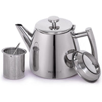 1 x RAW Customer Returns Teapot made of stainless steel 0.5L - With tea infuser for loose tea strainer insert - The double-walled insulation keeps tea warm longer 0.5 L  - RRP €32.97