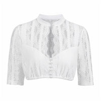 1 x RAW Customer Returns Kelliar Women s Elegant White Lace Shirt Dirndl with Lace, White, 46 - RRP €29.2